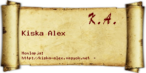 Kiska Alex névjegykártya
